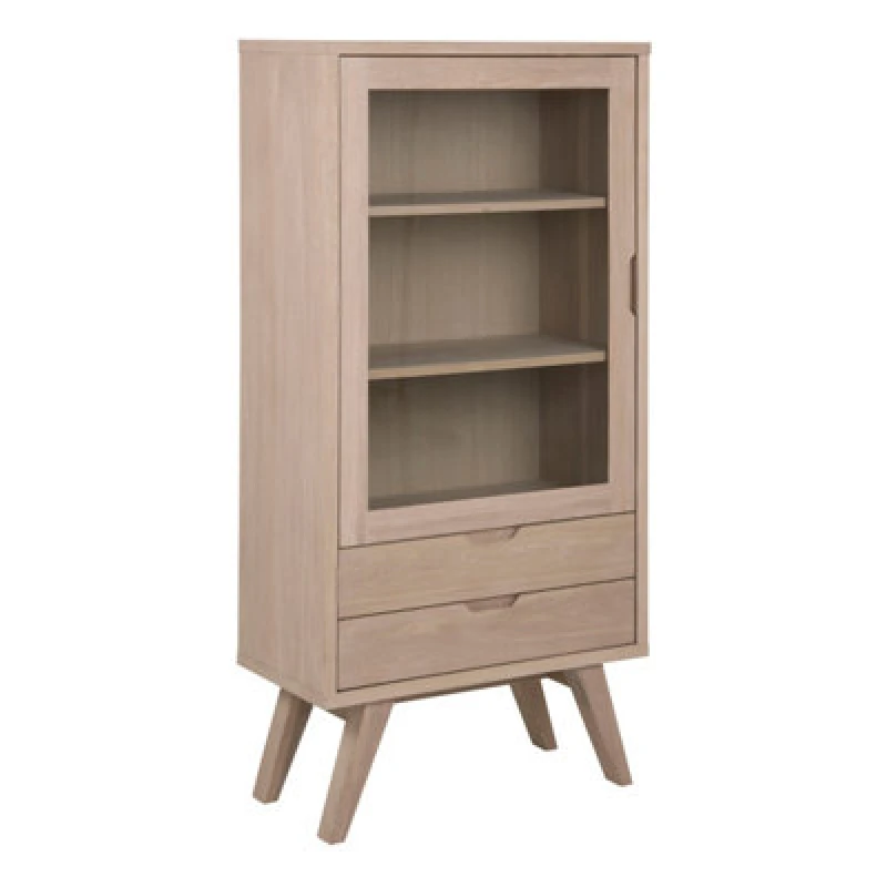 Image of Furniture To Go A-Line Display Cabinet With 2 Drawers And 2 Shelves In White Oak