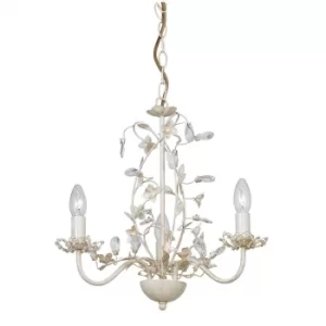 Image of 3 Light Multi Arm Ceiling Pendant Flower Design Cream Brushed Gold, Pearl Effect Acrylic, E14