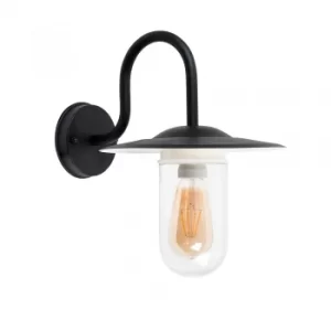 Image of Lynton IP44 Swan Neck Outdoor Wall Lantern in Black