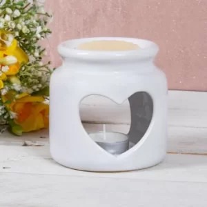 Image of Ceramic White Heart Wax/oil Warmer by Lesser & Pavey