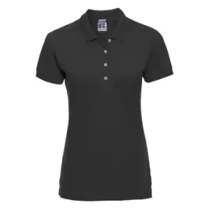 Image of Russell Womens/Ladies Stretch Short Sleeve Polo Shirt (M) (Black)