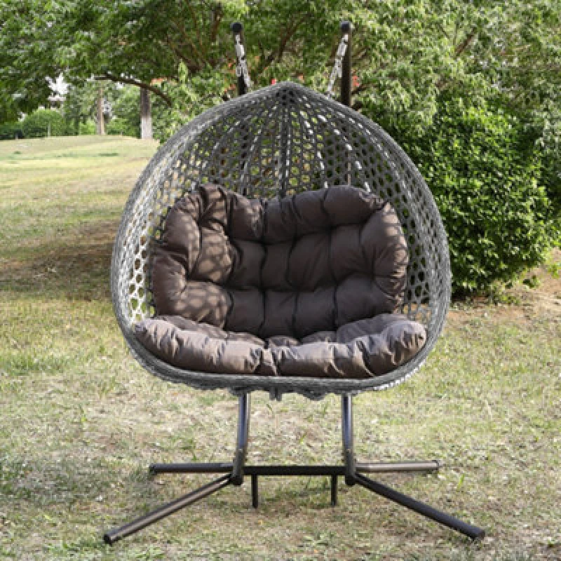 Image of Artemis Home Alston Double Garden Hanging Egg Chair in Dark Grey Dark Grey Unisex