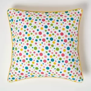 Image of Homescapes - Cotton Multi Colour Polka Dots Cushion Cover, 60 x 60cm - Multi Colour