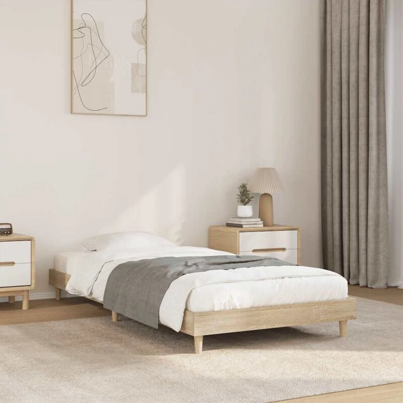 Image of VIDAXL Bed Frame without Mattress Sonoma Oak 75x190cm Small Single Engineered Wood Vidaxl 8720845795894