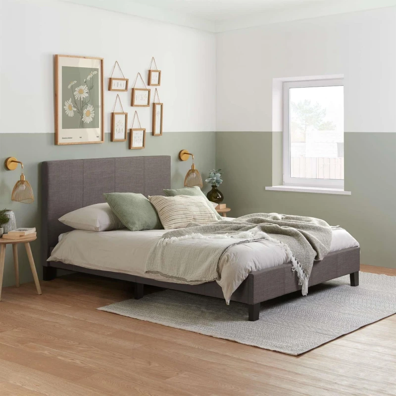 Image of Birlea Bed Frame & Mattress Grey Fabric Birlea Sleepsoul Paris Size: Double Grey Double Unisex 5056206654245