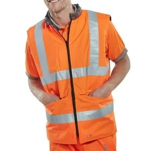 Image of B Seen Reversible Hi Vis Bodywarmer 5XL OrangeGrey Ref BWENGOR5XL Up