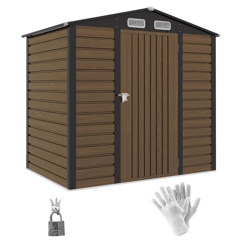 Image of Outsunny 6.2 x 4.3ft Garden Metal Shed with Vent for Garden - Patio - Oak TJ Hughes 5061025093403