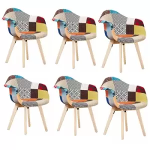 Image of Set of 1/2/4/6 Tulip Patchwork Tub Dining Chair - Set of 6 - Multicoloured - Multi