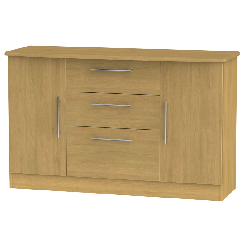 Image of Ready Assembled 2 U Carlton 2 Door 3 Drawer Sideboard (Ready Assembled) in Natural Size: Large Natural Unisex Large