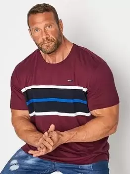 Image of BadRhino Chest Cut & Sew Stripe T-Shirt - Red, Size 4XL, Men