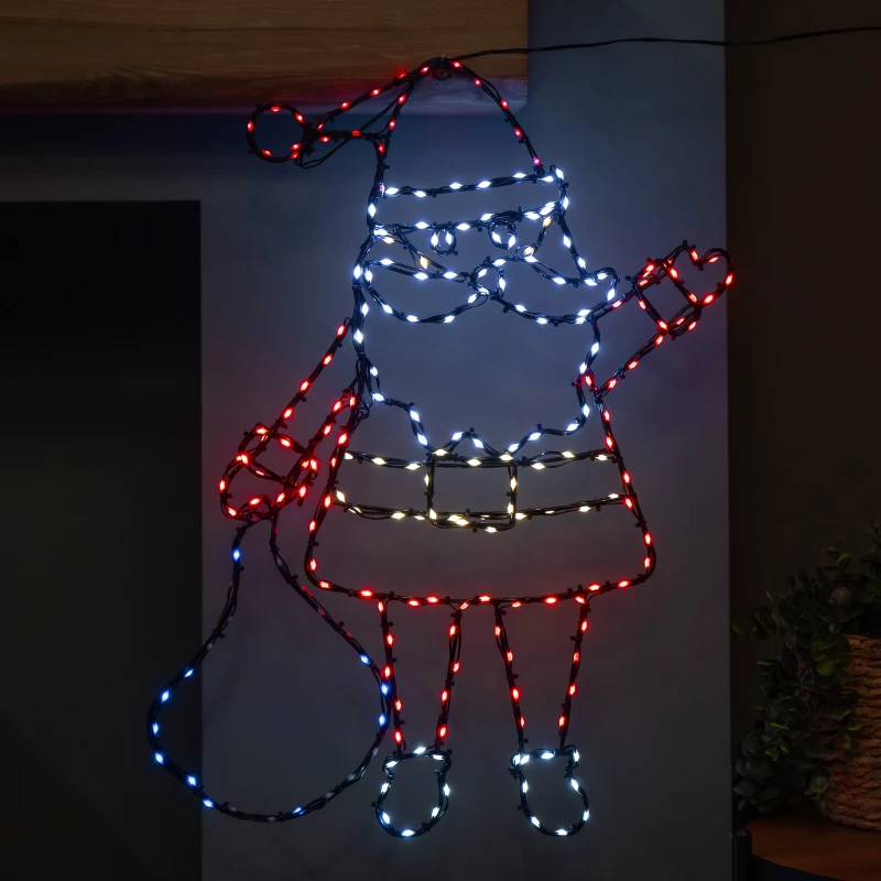 Image of 59cm x 45cm Light up FlexiBrights Christmas Santa Silhouette with 237 Multi-Coloured LEDs