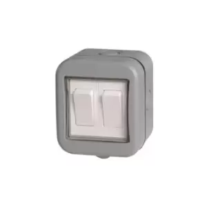 Image of Bg Electrical - bg Weatherproof IP55 10A 2 Gang Switch - Grey