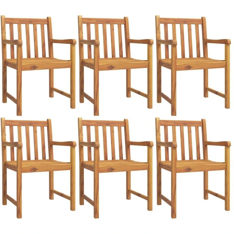 Image of vidaXL Garden Chairs 6 pcs 56x55.5x90cm Solid Wood Acacia, Brown 3206273