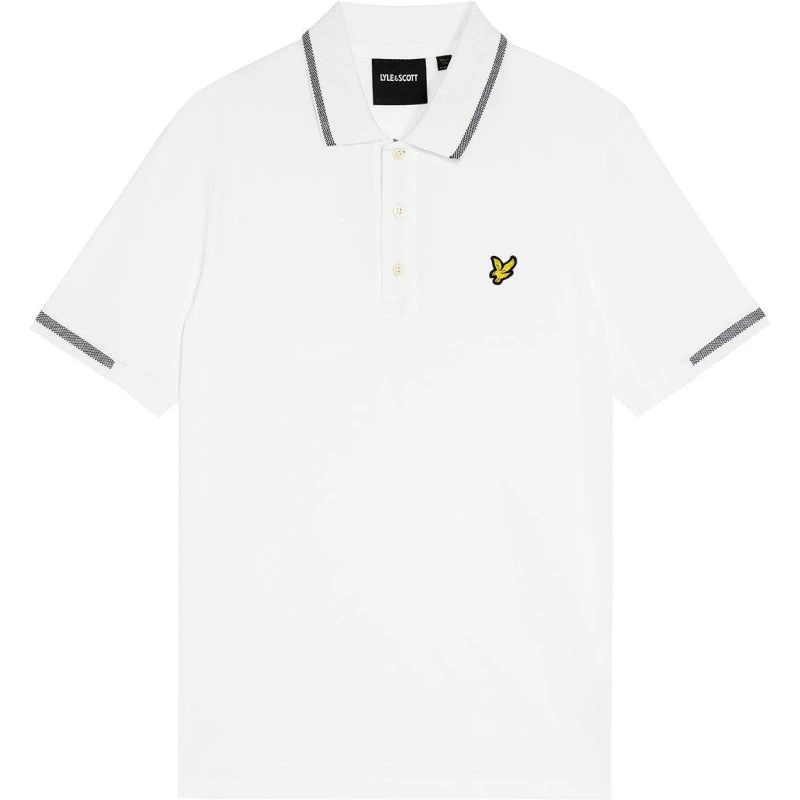 Image of Lyle and Scott Mens Tipped Cotton Short Sleeve Polo Shirt Wht/Blk W104 male M