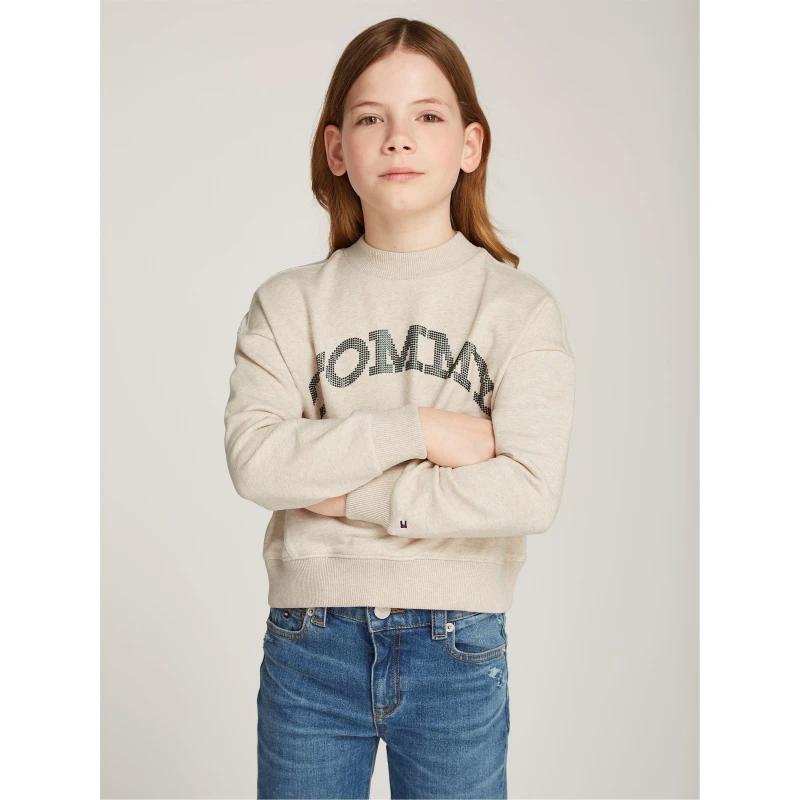 Image of Tommy Hilfiger Dot Foil Crew Neck Sweatshirt Juniors - Cream Cream 4 - 5 Years