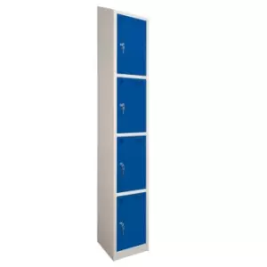 Image of 4 Door Locker, 300X450, Grey Carcass/Blue Doors, Sloping Top, Camlock