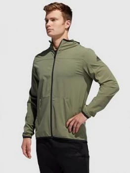 Image of adidas City Full Zip Hoodie - Green Size M Men