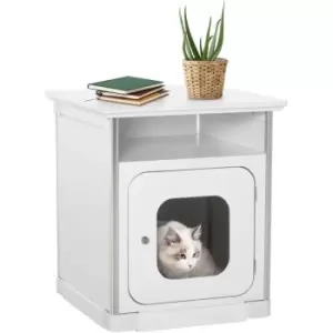 Image of Wooden Cat Litter Box Washroom Nightstand Cabinet with Magnetic Door - Pawhut