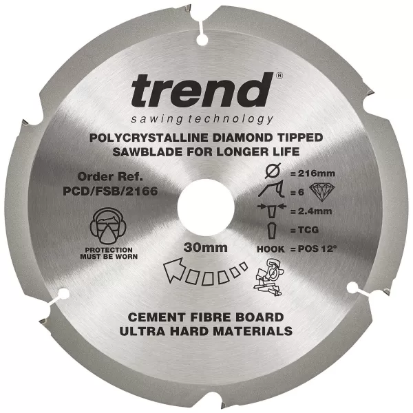 Image of Trend Cement Fibreboard PCD Cutting Saw Blade 216mm 6T 30mm