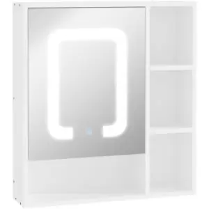 Image of Kleankin - LED Illuminated Bathroom Mirror Cabinet with Dimmable Touch Switch
