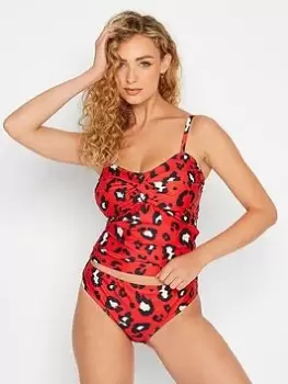 Image of Long Tall Sally Tall Leopard Print Tankini Set - Red, Size 10, Women