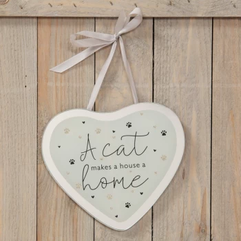 Image of Best of Breed Glass Heart Hanging Plaque - Cat