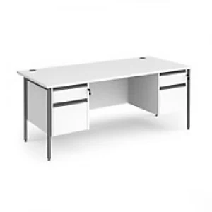 Image of Dams International Straight Desk with White MFC Top and Graphite H-Frame Legs and 2 x 2 Lockable Drawer Pedestals Contract 25 1800 x 800 x 725mm
