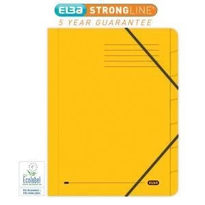 Image of Original Elba Boston Foolscap Part File Pressboard Elasticated 7 Part Yellow Pack of 5