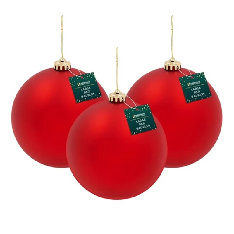 Image of Christmas Workshop 3pk 15cm Red Traditional Matt Bauble