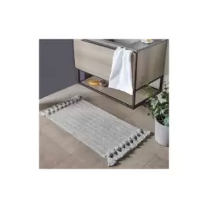 Image of Furn Tassel Ribbed Bath Mat (One Size) (Grey) - Grey