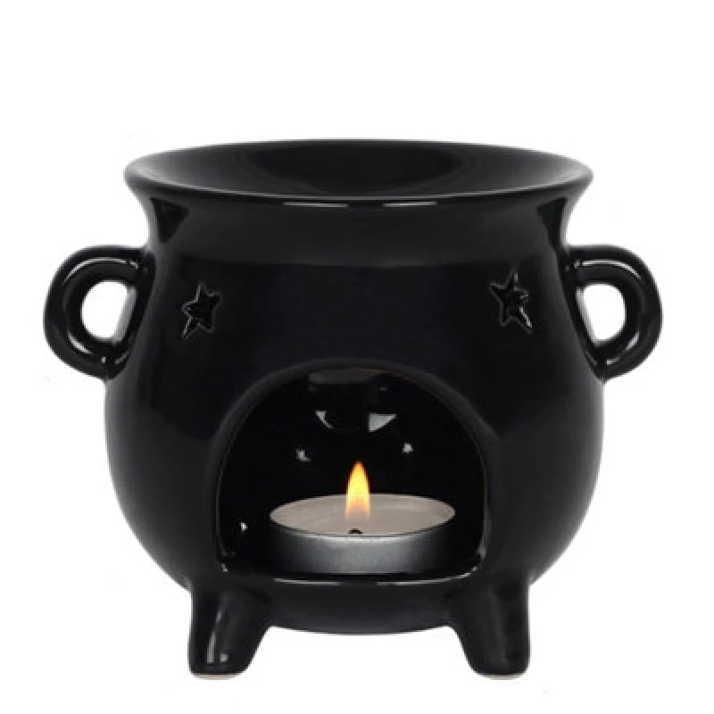 Image of Something Different Something Different Shiny Black Cauldron Oil Burner Black One Size Unisex 5059444569456