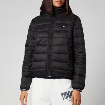 Image of Tommy Jeans Womens Tjw Quilted Tape Hooded Jacket - Black - XS