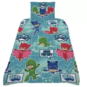 Image of PJ Masks Childrens/Kids Heroes Of The Sky Reversible Duvet Cover Set (Toddler) (Blue/Green/Pink)
