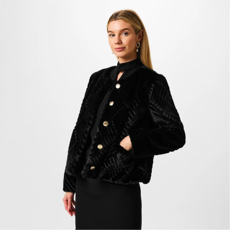 Image of Biba Biba Clipped Faux Fur Jacket - Black 8