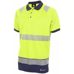 Image of Beeswift - HIVIS TWO TONE POLO SHIRT S/S SAT YELL/NVY XXL - Saturn Yellow / Navy - Saturn Yellow / Navy