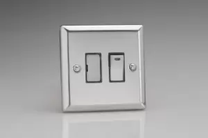 Image of Varilight Classic Switch Fused Spur + Neon with Decorative Insert Single XC6ND - Polished Chrome - XC6ND
