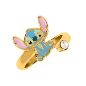 Image of Disney Lilo & Stitch Blue & Pink Gold Plated Clear Stone Ring RF00393YRWL