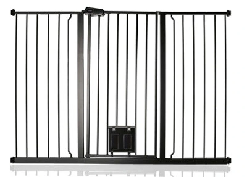 Image of Bettacare Pet Gate With Lockable Cat Flap, 139.8Cm - 147.4Cm, Black, 104Cm In Height