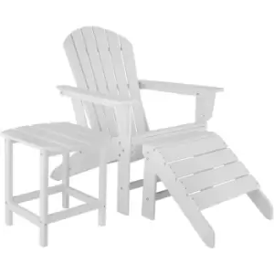 Image of Rustic garden set 1 Chair, 1 Footrest, 1 Table - garden table and chairs, bistro set, sun loungers - white/white - white/white