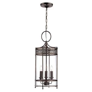 Image of 3 Light Ceiling Lantern Pendant Dark Bronze, E14