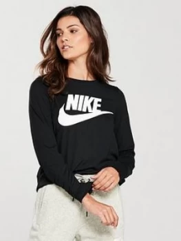 Image of Nike Sportswear Essential Long Sleeve HBR Top Black Size M Women