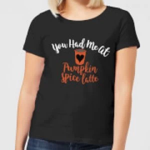 Image of You Had me at Pumpkin Spice Latte Womens T-Shirt - Black - 5XL