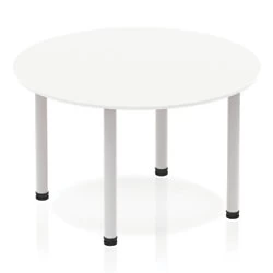 Image of Impulse Circle Table 1200 White Post Leg Silver