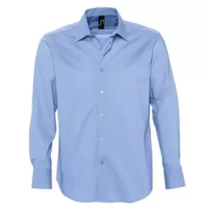 Image of SOLS Mens Brighton Long Sleeve Fitted Work Shirt (M) (Bright Sky)