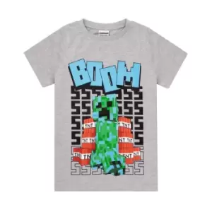 Image of Minecraft Boys Boom T-Shirt (7-8 Years) (Grey)