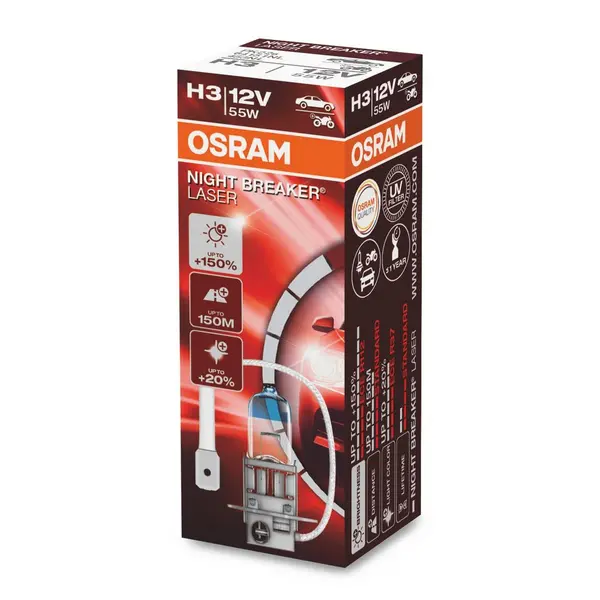 Image of OSRAM Light Bulbs NIGHT BREAKER LASER next generation H3 64151NL Bulb, spotlight VW,AUDI,MERCEDES-BENZ,Golf IV Schragheck (1J1),POLO (9N_)