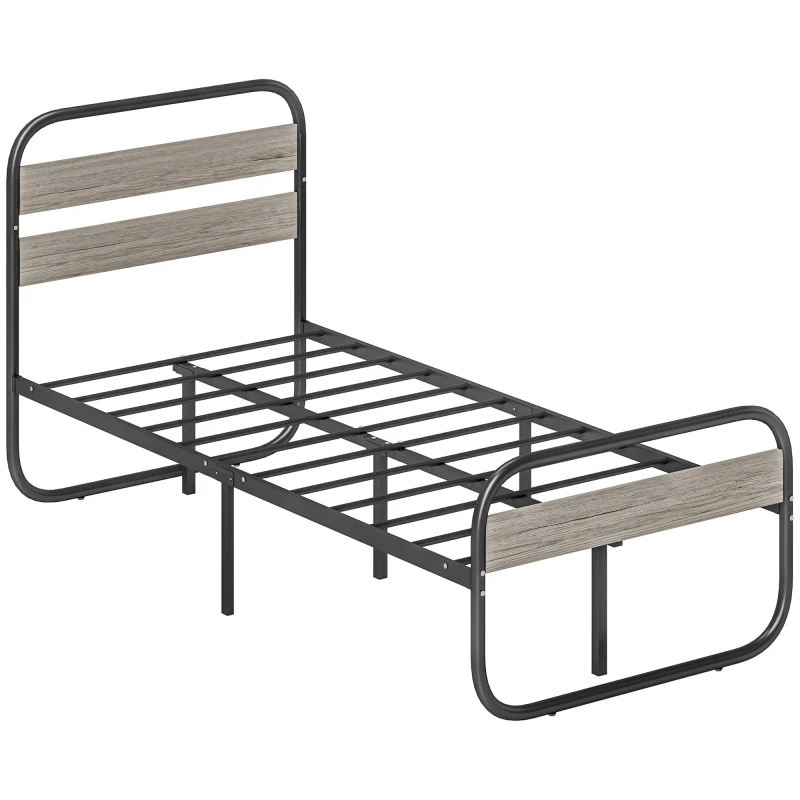 Image of HOMCOM Metal Platform Bed Frame with Under Bed Storage - 3ft TJ Hughes Grey 5061025077410