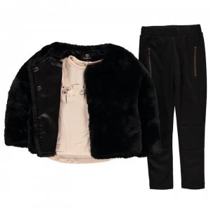 Image of Firetrap 3 Piece Fur Jacket Set Infant Girls - Black