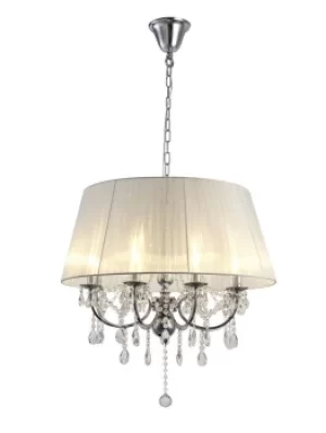 Image of Olivia Ceiling Pendant with White Shade 8 Light Polished Chrome, Crystal