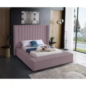 Image of Kensington Upholstered Beds - Plush Velvet, Small Double Size Frame, Pink - Pink